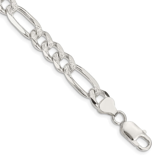 Sterling Silver 8mm Pavé Flat Figaro Chain