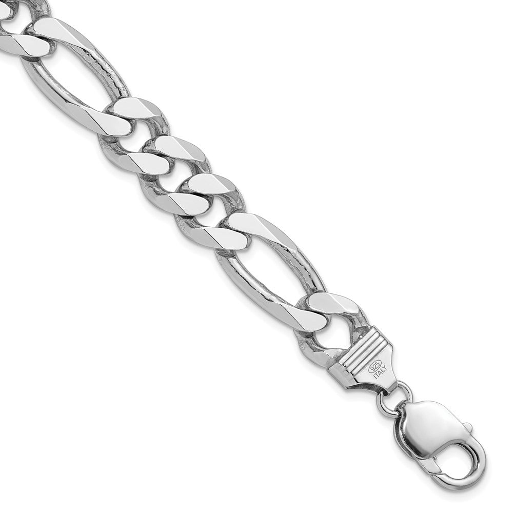Sterling Silver Rhodium-plated 10.75mm Figaro Chain