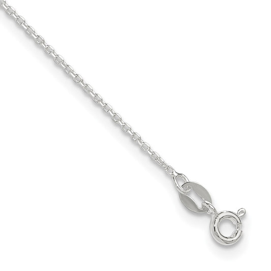 Sterling Silver 1mm Diamond-cut 10in Plus 1in ext. Anklet