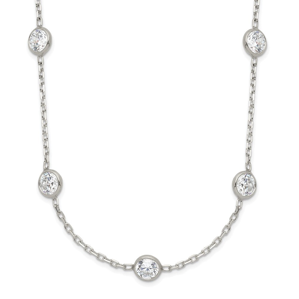 Sterling Silver Clear 4mm 13-Station CZ w/2in ext. Necklace