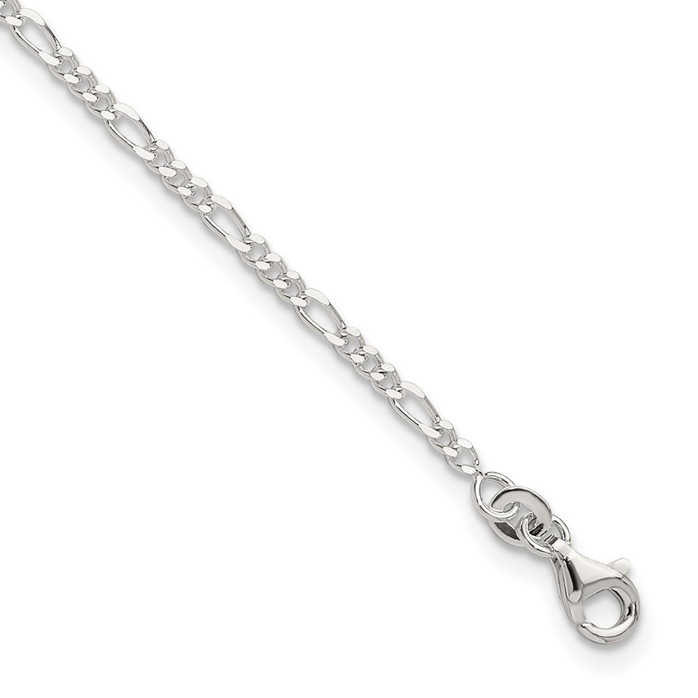 Sterling Silver D/C Polished Figaro 9in Plus 1in ext. Anklet