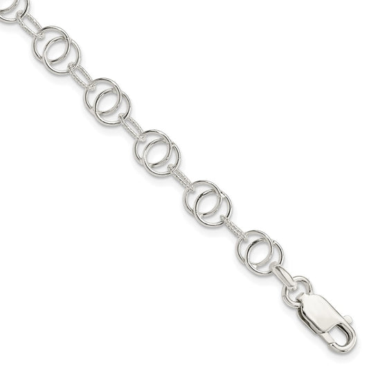 Sterling Silver Polished and Textured Fancy Bracelet