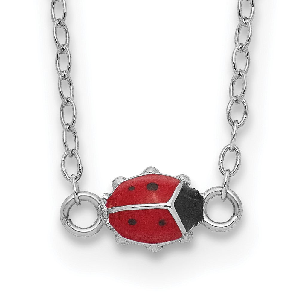 Sterling Silver RH-pltd Enamel Ladybug w/2in Ext Childs Necklace
