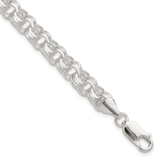 Sterling Silver Polished 7.25mm Triple Rolo Charm Bracelet