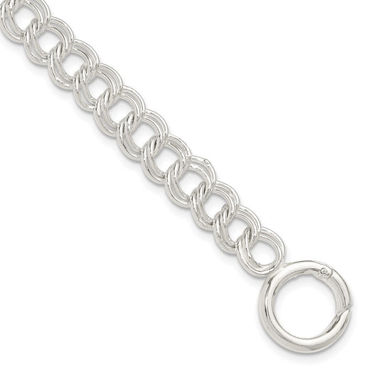 Sterling Silver Polished Double Link 8in Charm Bracelet