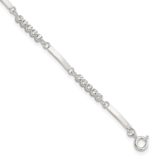 Sterling Silver Rhodium-plated CZ 7.25in w/1in ext. Bracelet