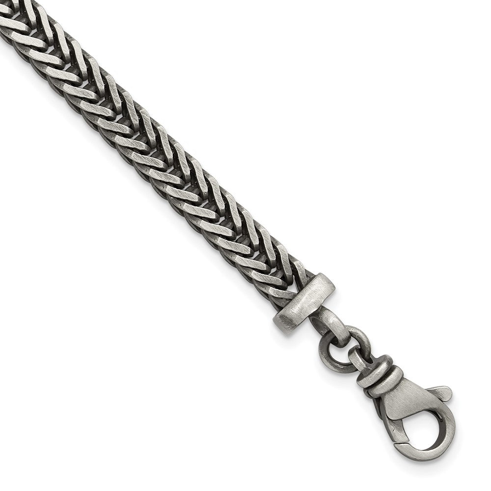 Sterling Silver Antiqued 8in Franco Link Men's Bracelet
