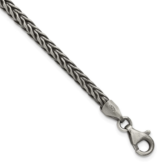 Sterling Silver Antiqued 8in Wheat Link Men's Bracelet