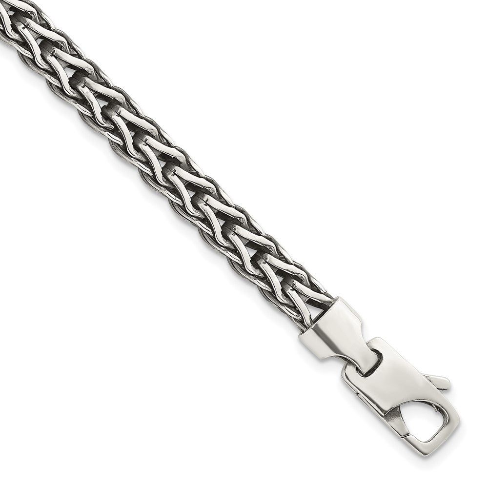 Sterling Silver Antiqued Polished Flat 6mm 7.75in Bracelet