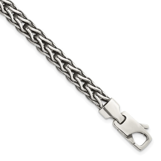 Sterling Silver Antiqued Polished Flat 6mm 7.75in Bracelet