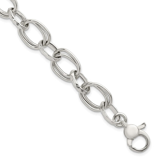 Sterling Silver Polished w/1in Ext Fancy Link Bracelet