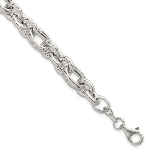 Sterling Silver Polished Greek Key 7.5in Fancy Link Bracelet