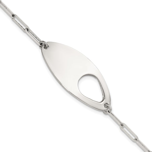 Sterling Silver 7in w/.5in ext. Fancy Paperclip Link Bracelet