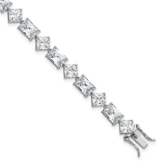 Sterling Silver Rhodium-plated Polished Fancy CZ 7.25 Inch Bracelet