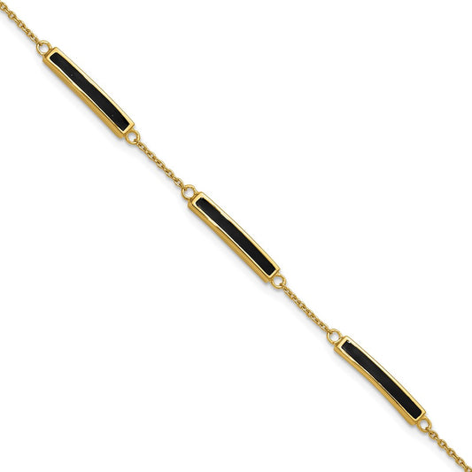 Sterling Silver Gold-plated Enamel 7in with .5in ext. Bracelet