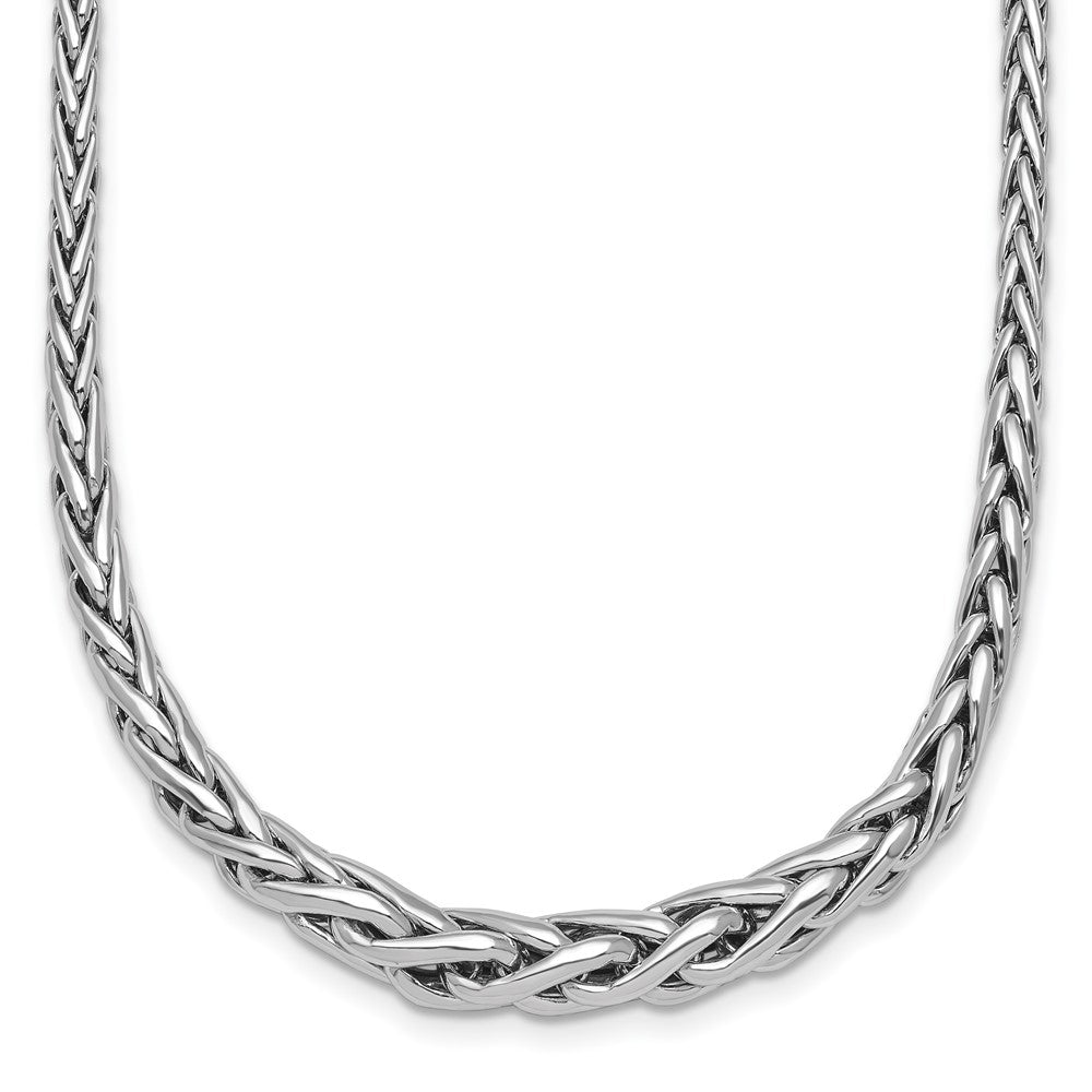 Sterling Silver Rh-plated Fancy Graduated Link 16in w/ 2in Ext Necklace
