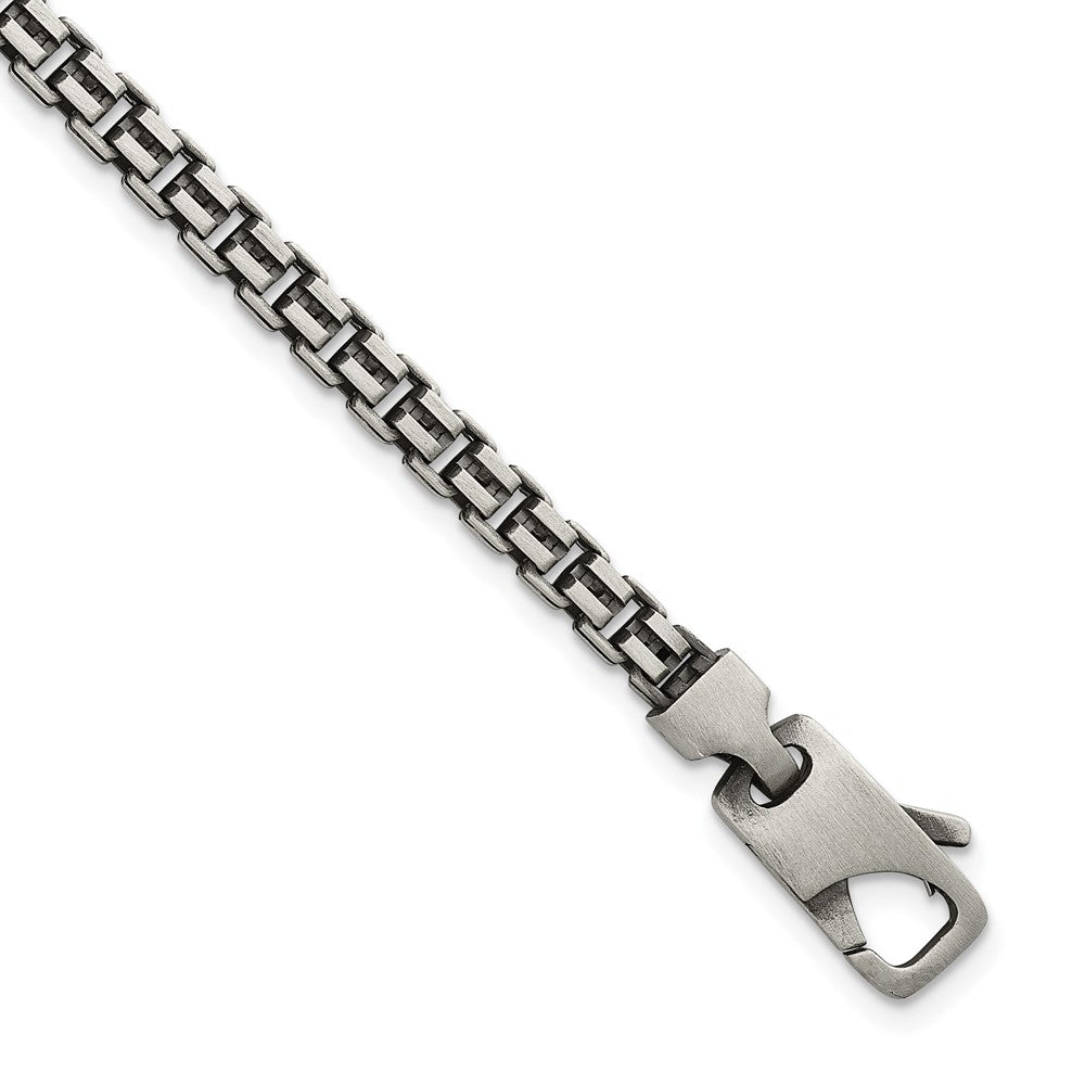 Sterling Silver Antiqued Brushed Fancy Box Link 4mm 7.75in Bracelet