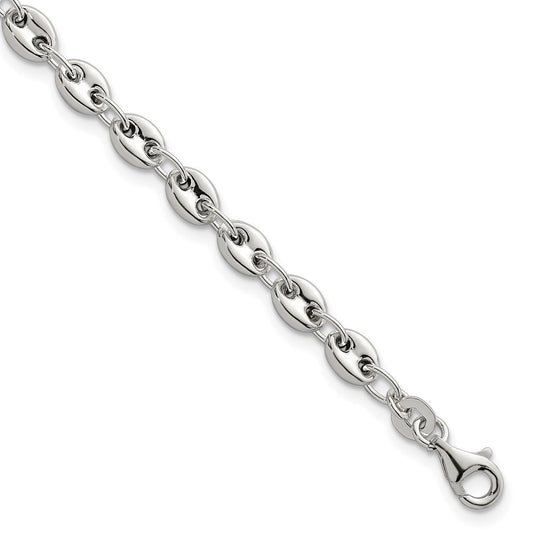 Sterling Silver Polished 4.8mm Puffed Mariner Anchor Link 7.5 Inch Bracelet