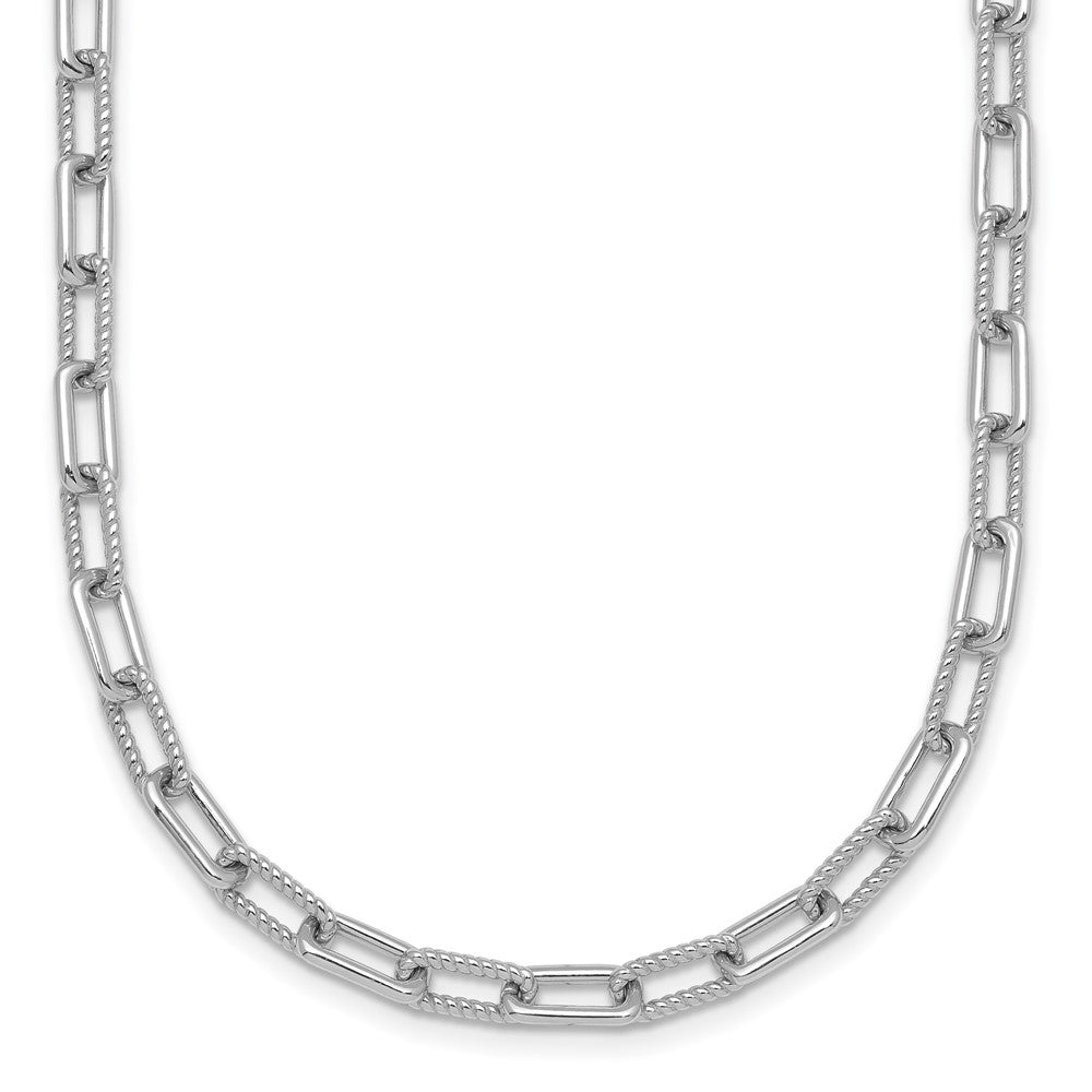 Sterling Silver RH-plated Twisted Link 16in w/ 2in Ext. Necklace