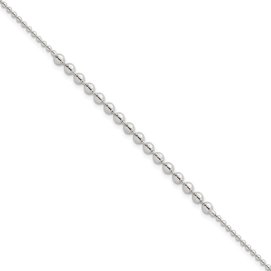 Sterling Silver Polished Beaded 7.5 Inch Bracelet