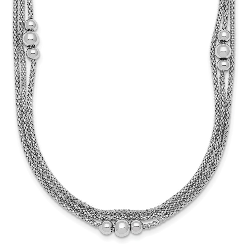 Sterling Silver Rhodium-plated Three Strand 17in w/1in ext. Necklace