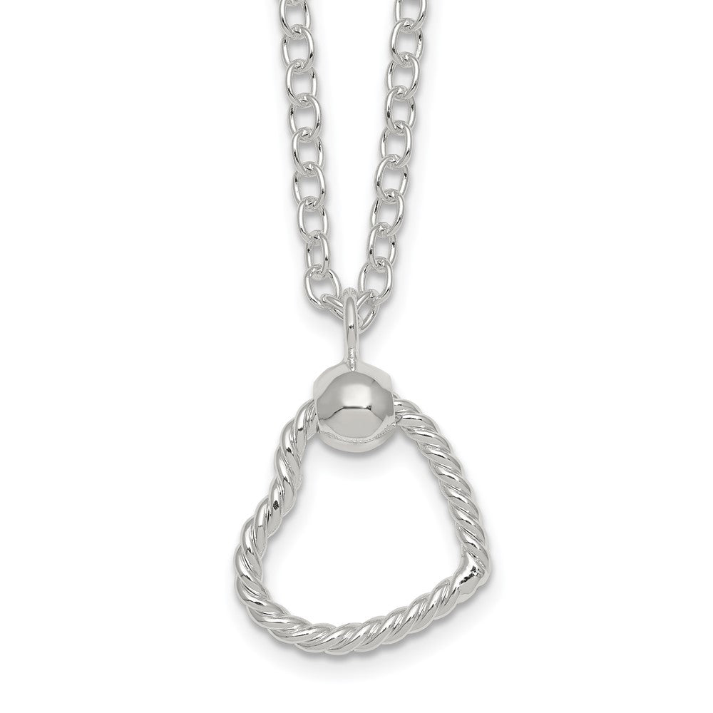 Sterling Silver Polished and Twisted Heart 18 Inch Necklace
