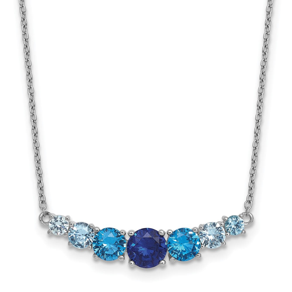 SS RH-plated Lab Cr. Spinel/Cr. Aquamarine 16in w/2in Ext Necklace