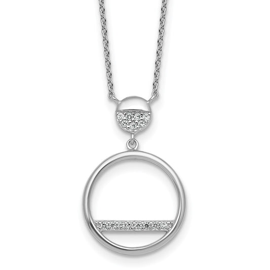 Sterling Silver Rhodium-plated Polished CZ Circles 17.75in Necklace