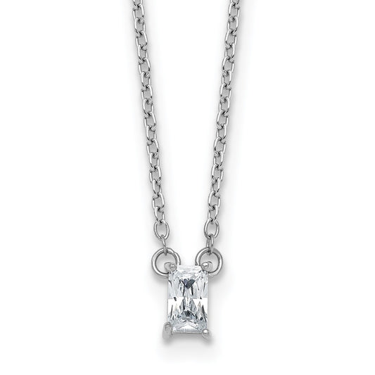 Sterling Silver RH-plated Polished CZ 16in w/1.75in Ext Necklace