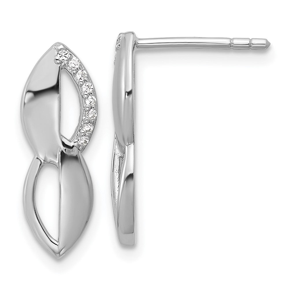 Sterling Silver Rhodium-plated CZ Post Earrings