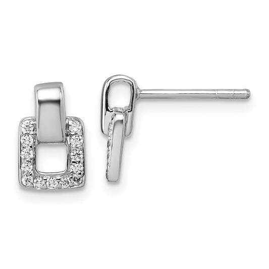 Sterling Silver Rhodium-plated CZ Square Post Earrings