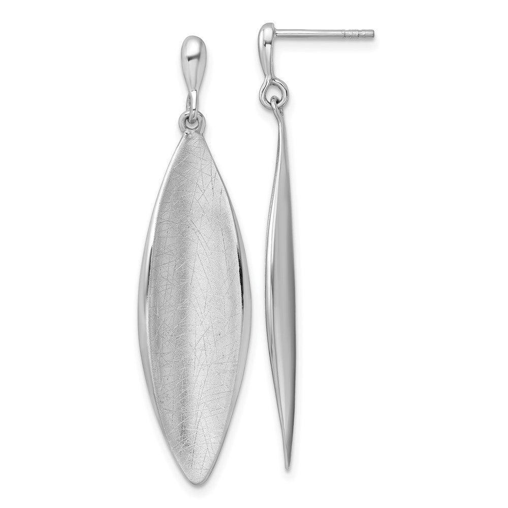 Sterling Silver Rh-plated Polished and Brushed Dangle Post Earrings
