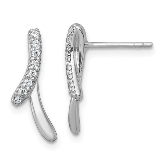 Sterling Silver Rhodium-plated Polished Fancy CZ Post Earrings