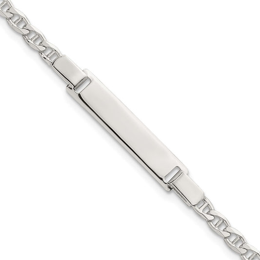 Sterling Silver Polished Anchor Link Children's 6 Inch ID Bracelet