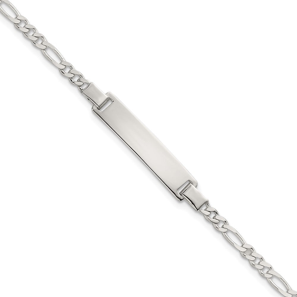 Sterling Silver Polished Figaro Link Children's 6 Inch ID Bracelet