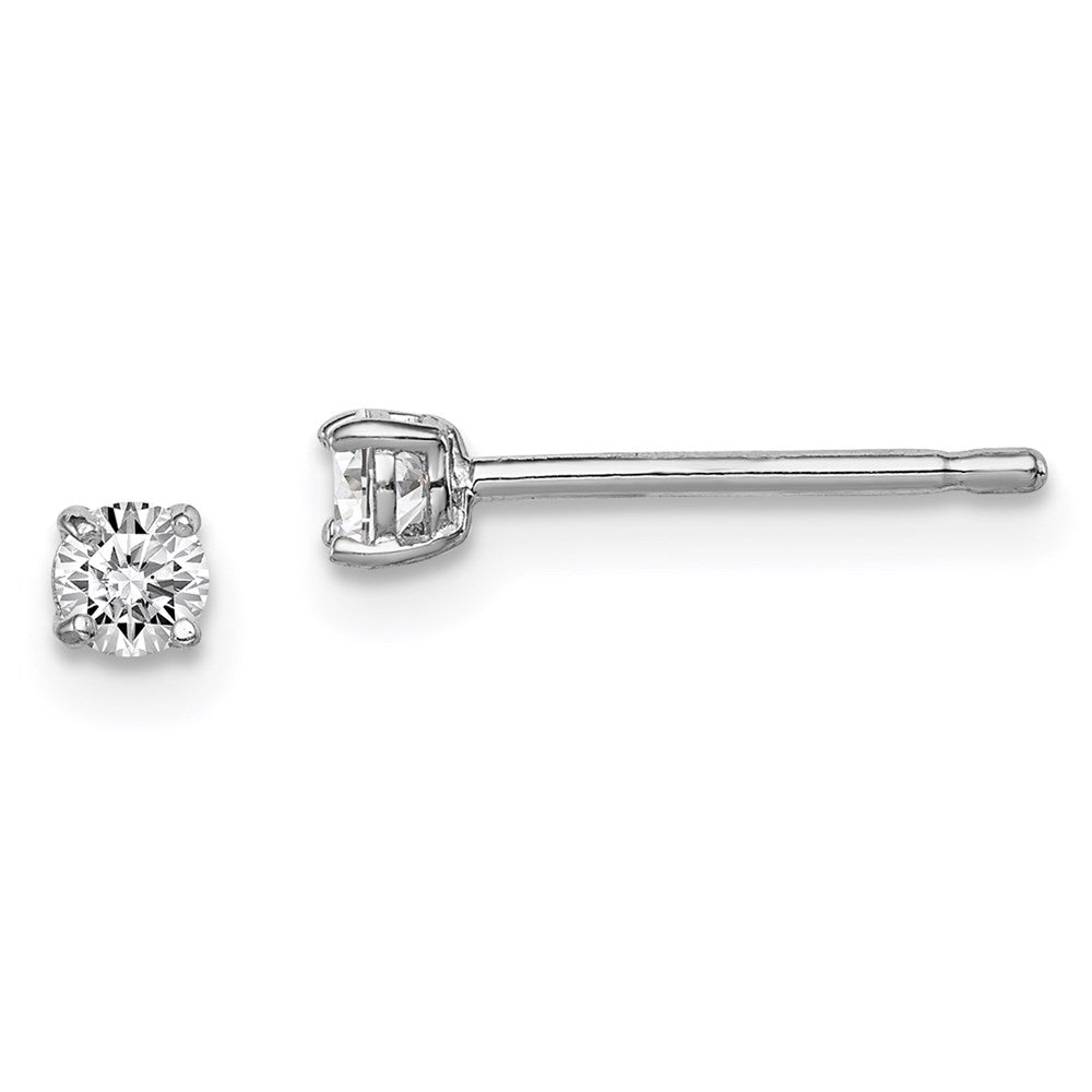 Sterling Silver Rhodium-plated Madi K 3mm Round CZ Stud Earrings