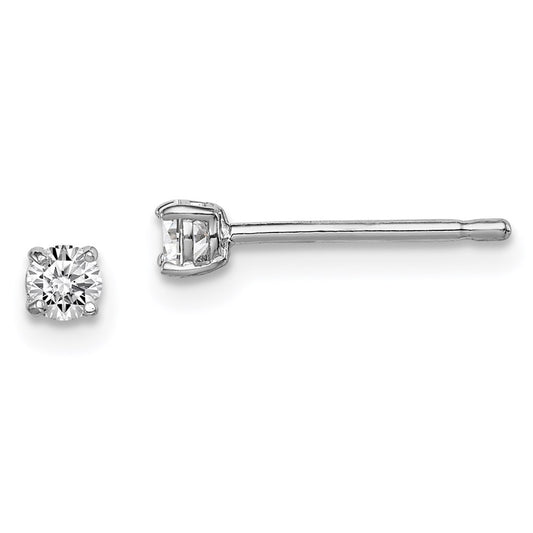 Sterling Silver Rhodium-plated Madi K 3mm Round CZ Stud Earrings