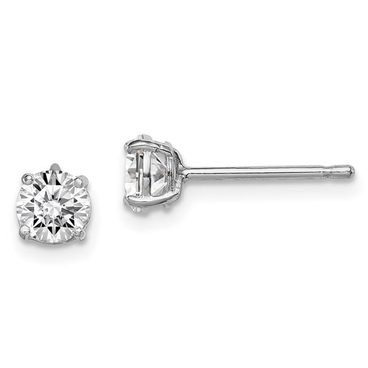 Madi K-Sterling Silver Rhodium-plated 5mm Round CZ Stud Earrings