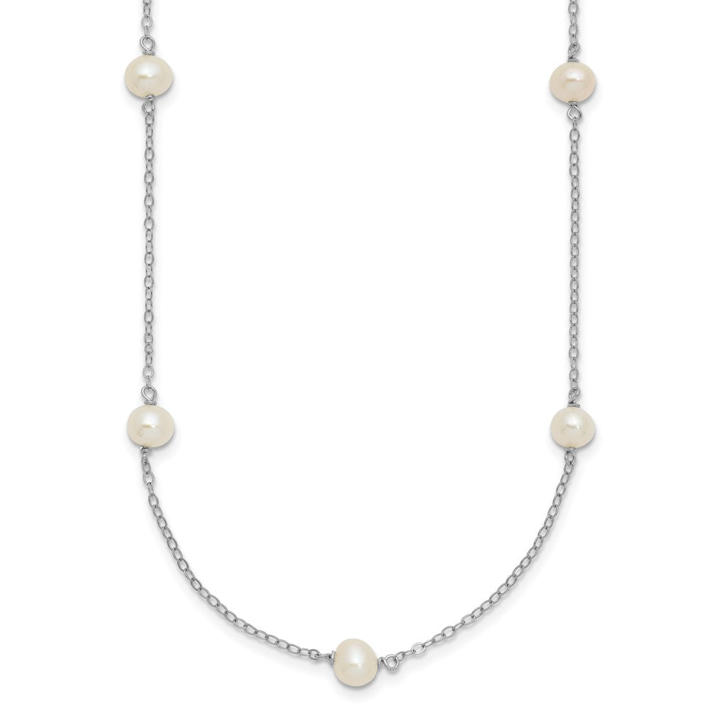 Sterling Silver RH-plated Freshwater Cultured Pearl 20in Necklace