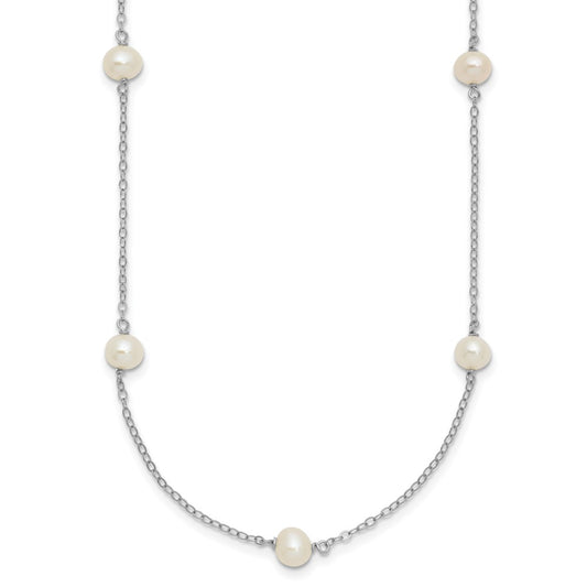 Sterling Silver RH-plated Freshwater Cultured Pearl 20in Necklace
