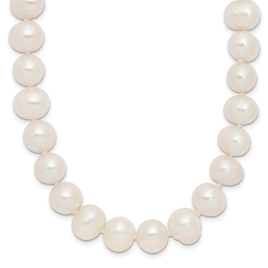 9-10mm White Semi-round Freshwater Cultured Pearl Endless Necklace