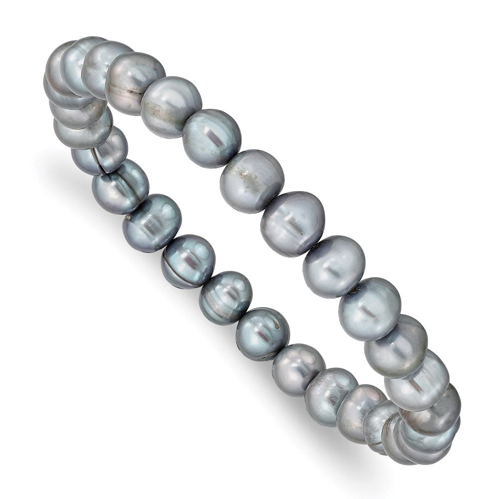 6-7mm Grey Semi-round Freshwater Cultured Pearl Stretch Bracelet
