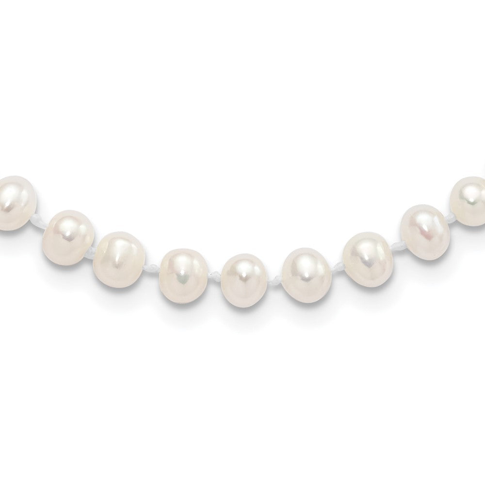 Sterling Silver Madi K RH-plate 5-6mm FWC Pearl w/ 2in ext. Kids Necklace