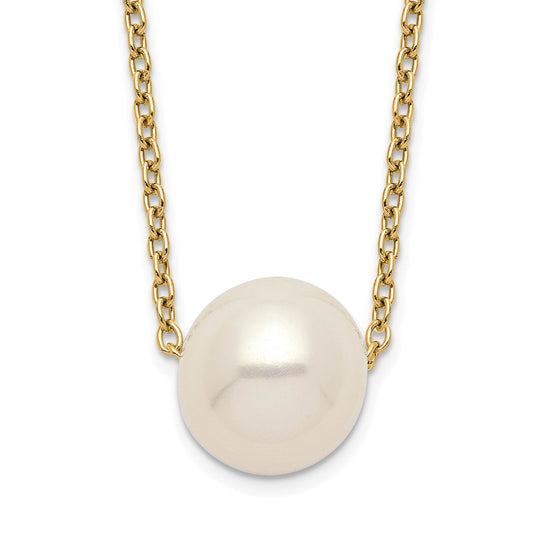 Sterling Silver Gold-plated 8-9mm FWC Pearl 18inch Necklace