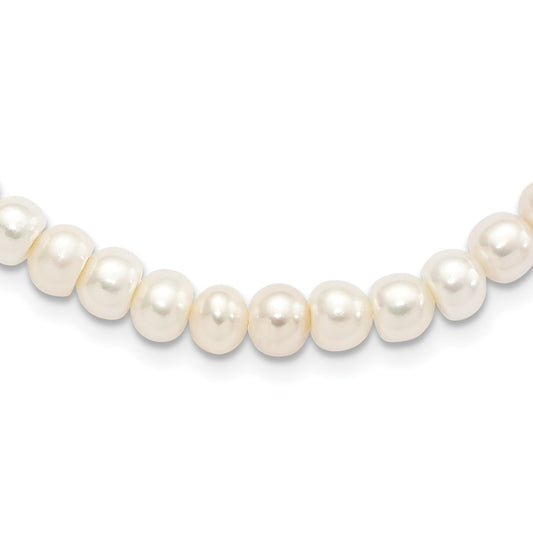 Sterling Silver Rhodium-plated 7-8mm White FWC Pearl Necklace