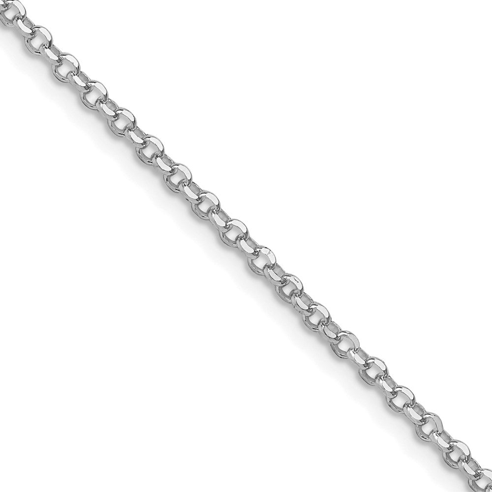 Sterling Silver Rh-plated 2.2mm Diamond-cut w/2in ext. Rolo Cable Chain