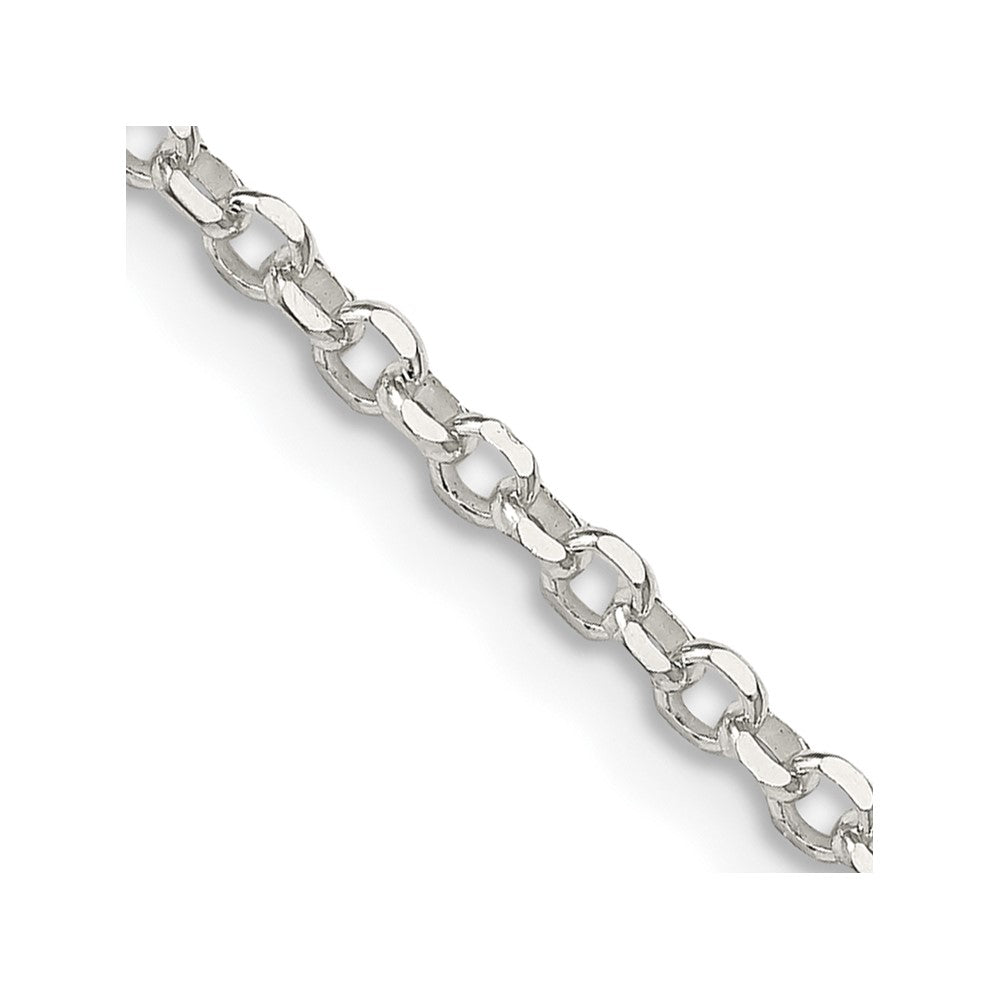 Sterling Silver 2.6mm Diamond-cut w/2in ext. Rolo Cable Chain