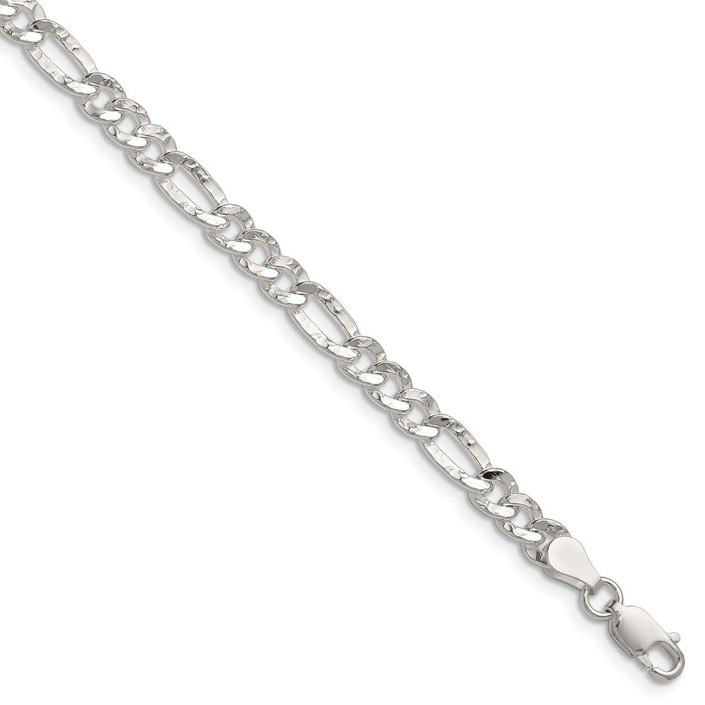 Sterling Silver 4.75mm Hammered Figaro Chain