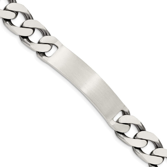Sterling Silver 7.5inch Engraveable Antiqued Curb Link ID Bracelet