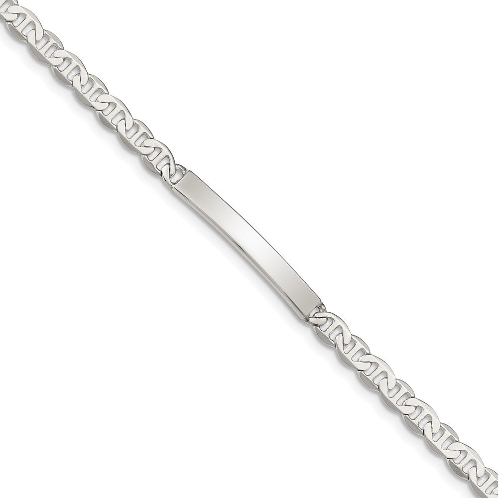 Sterling Silver 8inch Polished Engraveable Anchor Link ID Bracelet